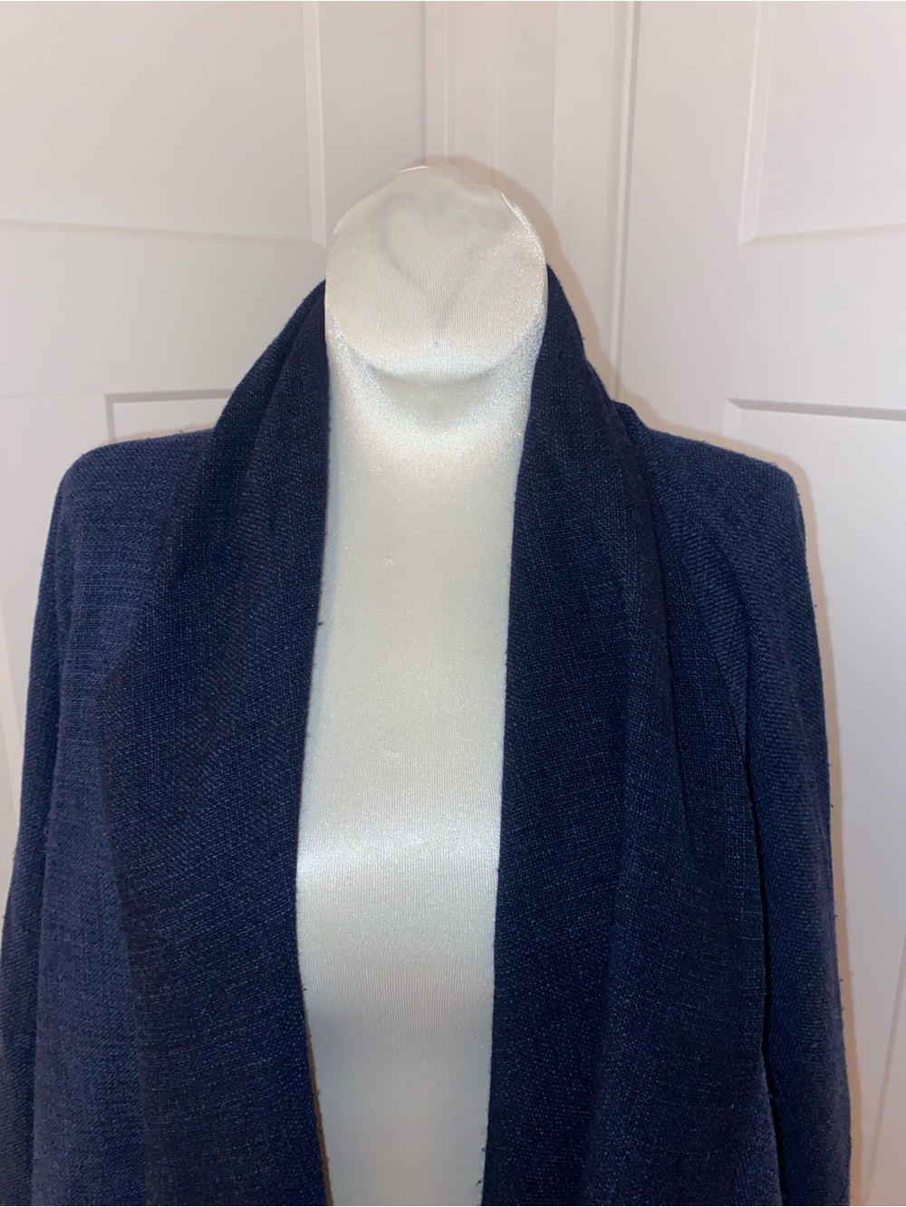 eskandar basketweave wool Navy blue Open-Front oversized cardigan sweater Small - Picture 3 of 10